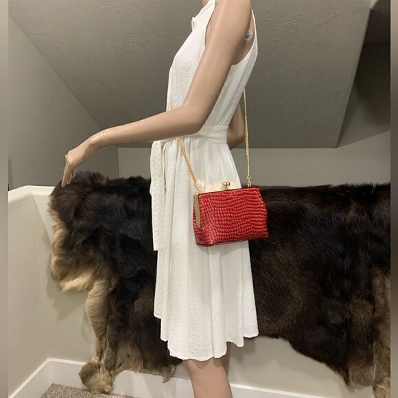 Handmade Genuine Embossed Leather Kisslock Wristlet/Crossbody & Coin Purse - Picture 10 of 16